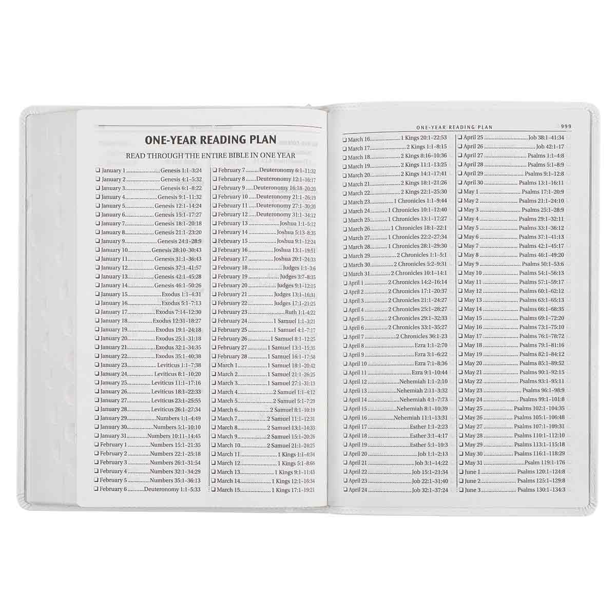 KJV White Faux Leather Thinline Large Print Bible With Thumb Indexing