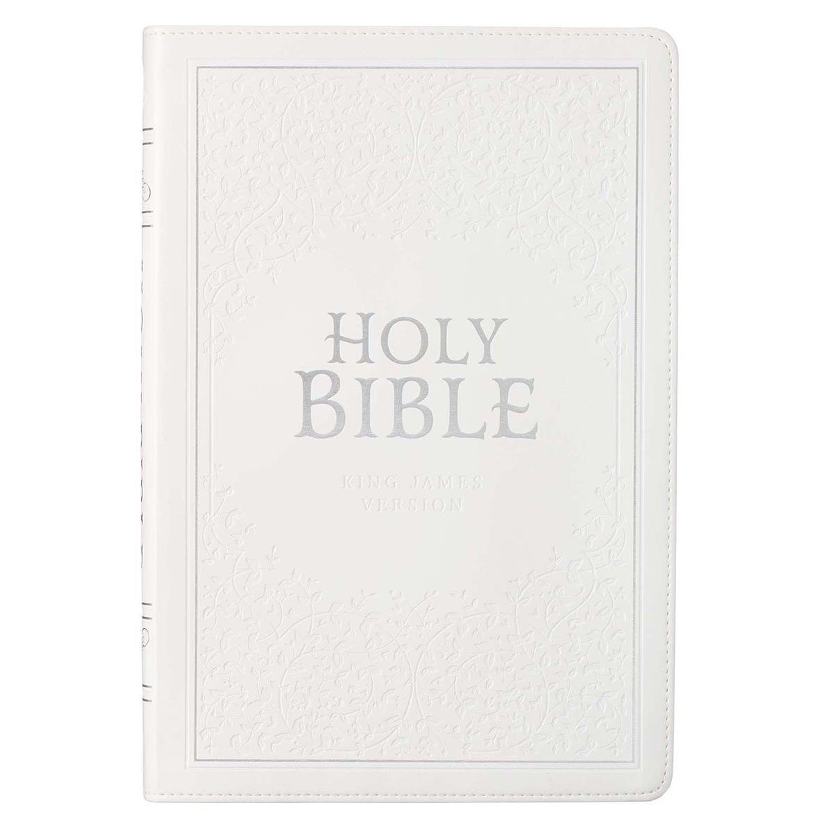 KJV White Faux Leather Thinline Large Print Bible With Thumb Indexing