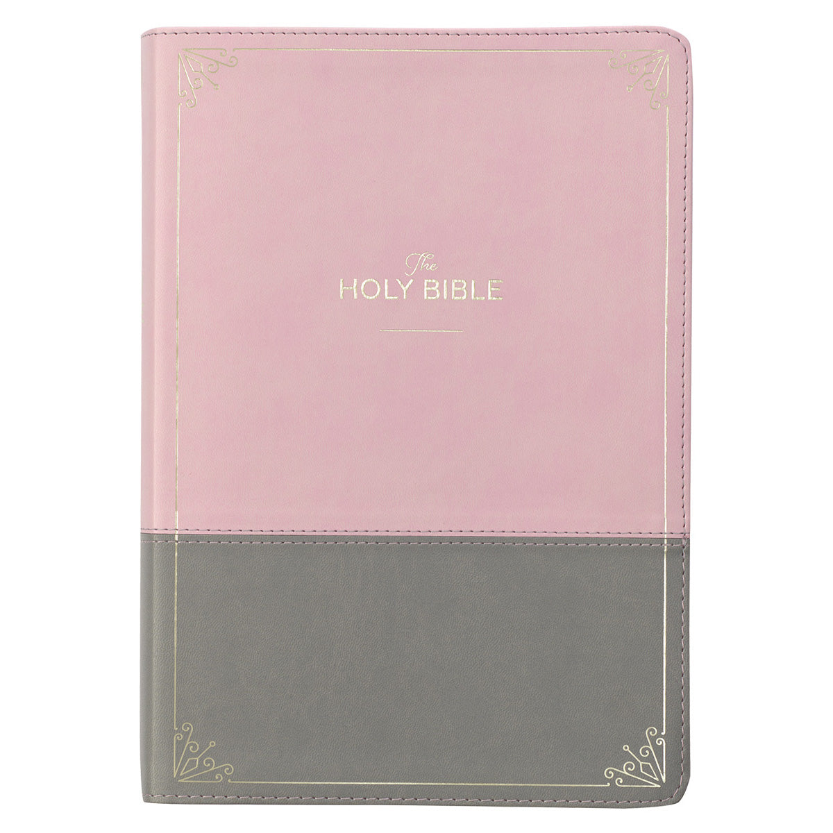 KJV Pink And Grey Faux Leather Bible Super Giant Print