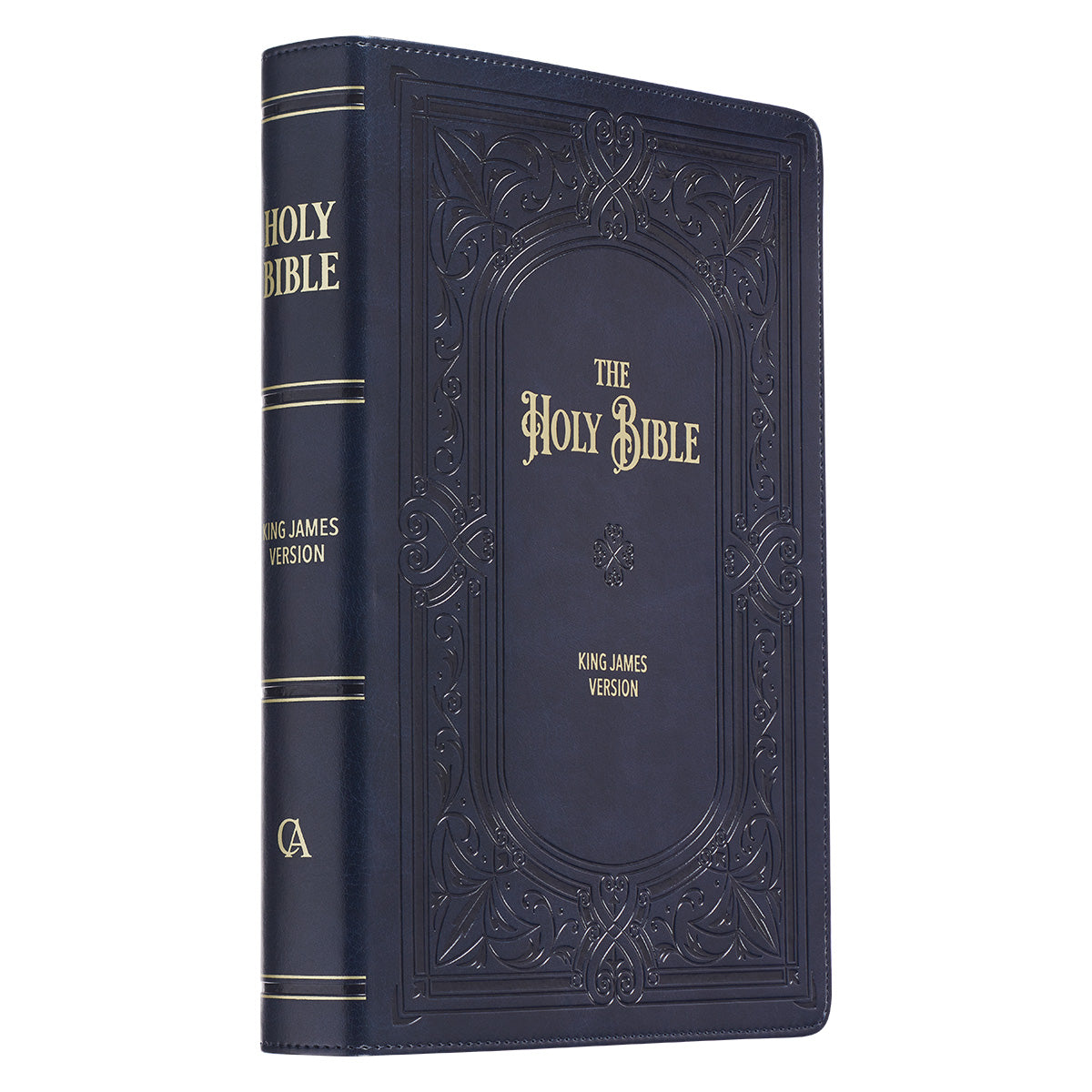 KJV Midnight Blue Antique Frame Faux Leather Full-Size Bible Giant Print Indexed