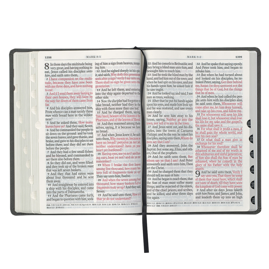 KJV Grey With Black Inlay Faux Leather Bible Super Giant Print