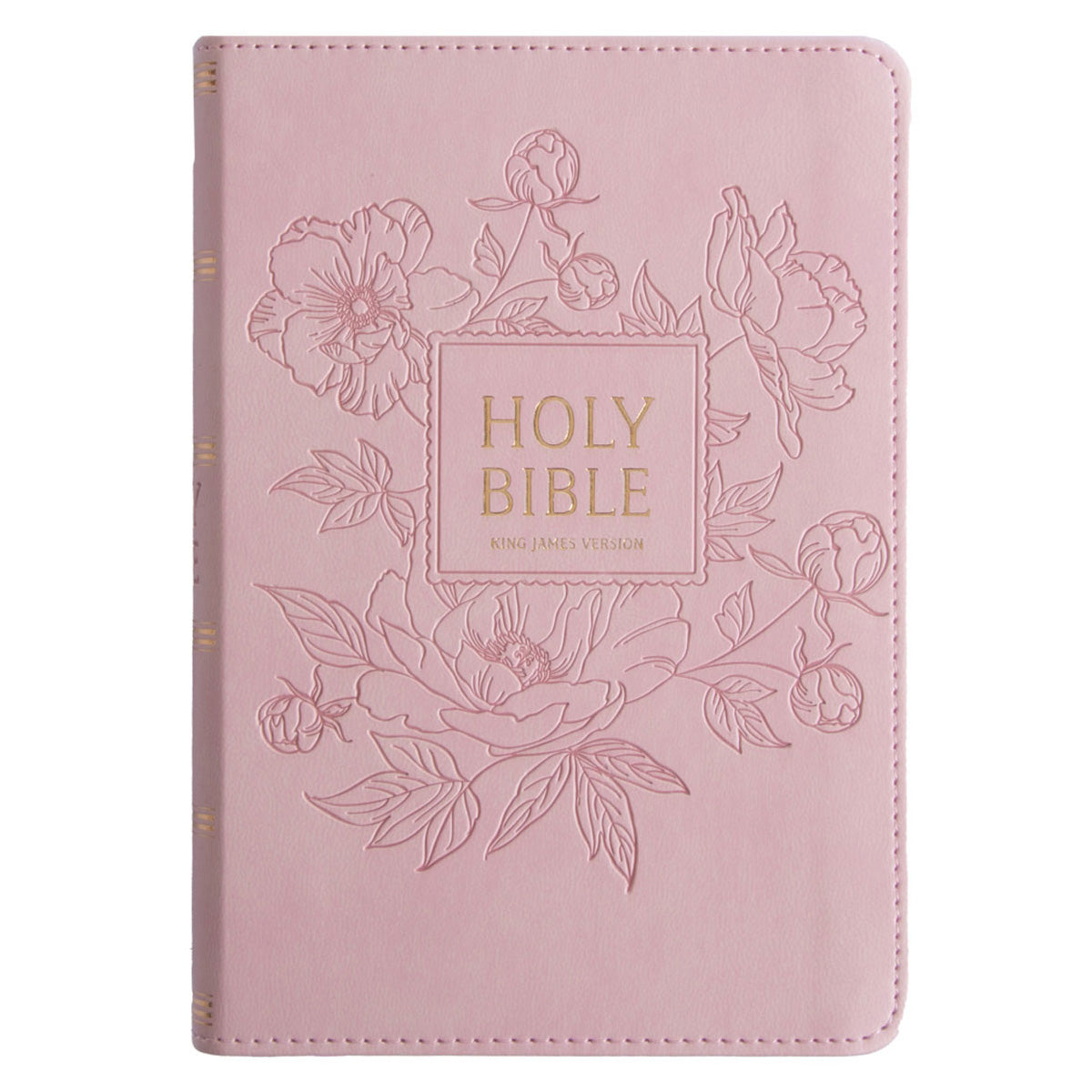 KJV Pink Floral Faux Leather Compact Bible Large Print