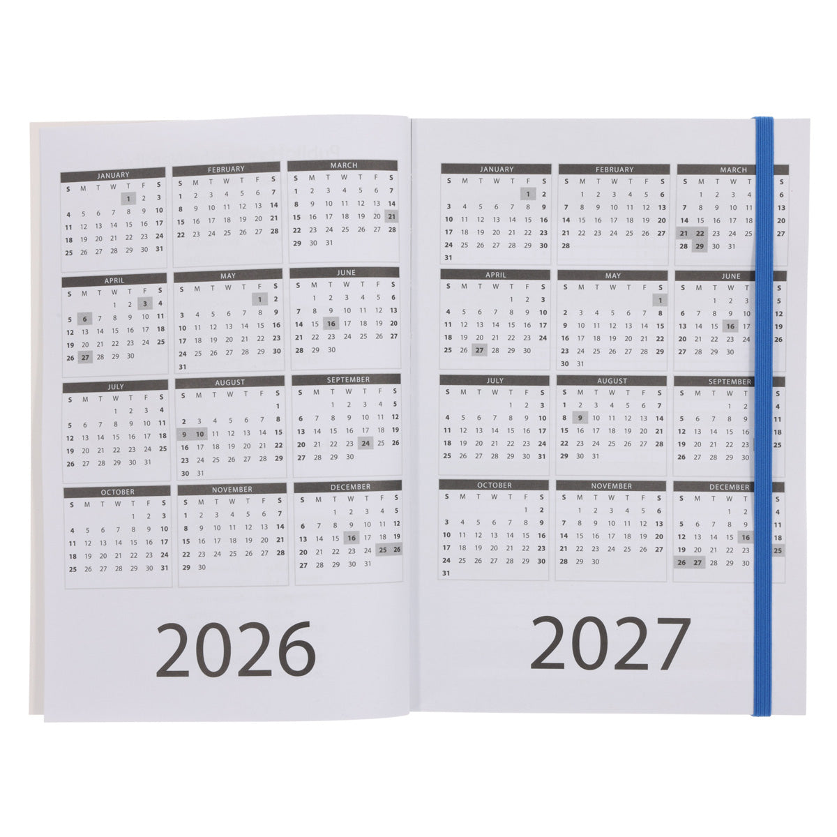 2026 A5 Diary - Daily Planner - Blue & Navy - Paperback
