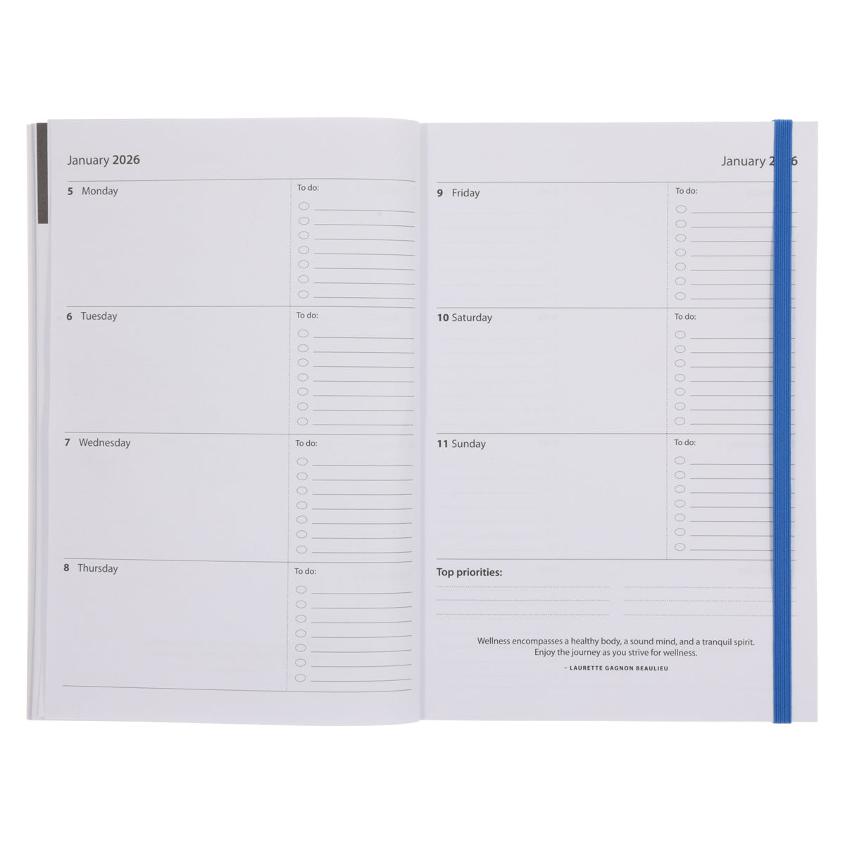 2026 A5 Diary - Daily Planner - Blue & Navy - Paperback