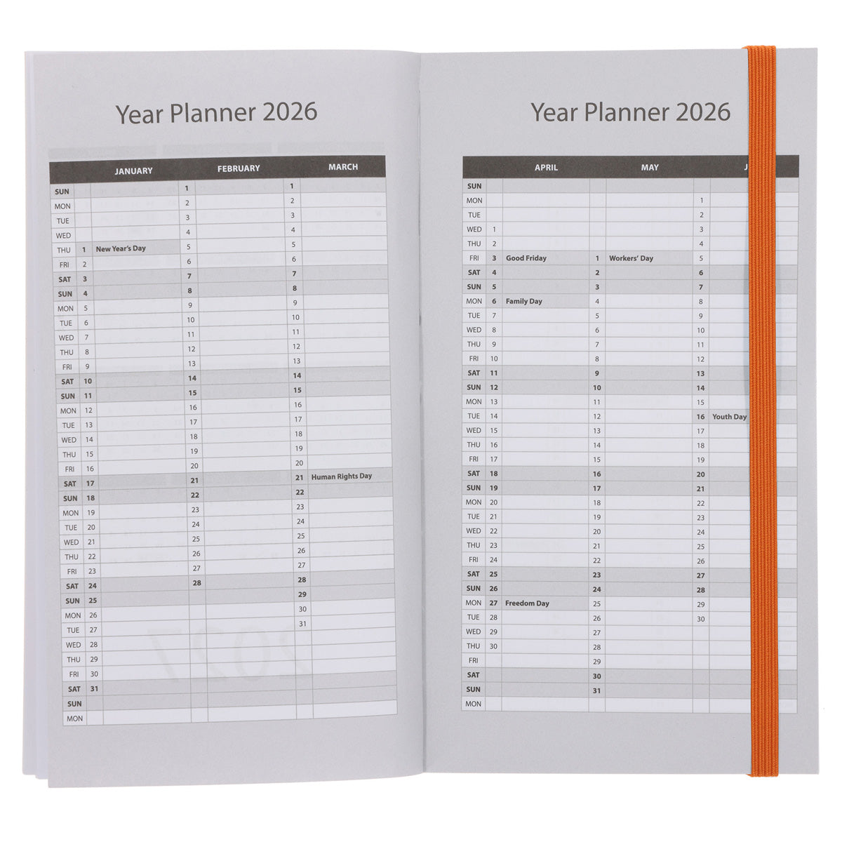 2026 Pocket Diary - Daily Planner - Teal and Orange - Paperback