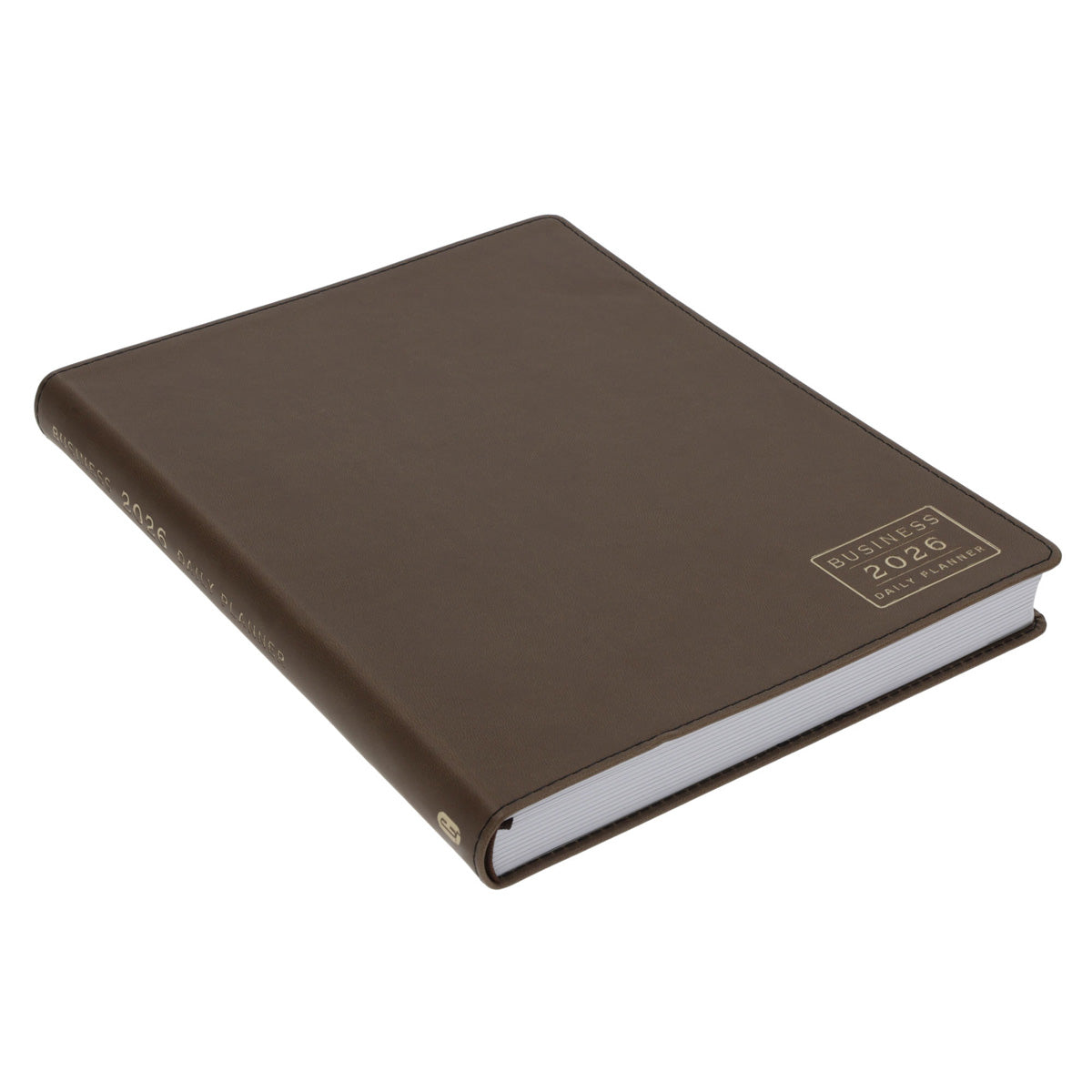2026 A4 Business Diary - Daily Planner - Architecture Lines Brown - Imitation Leather