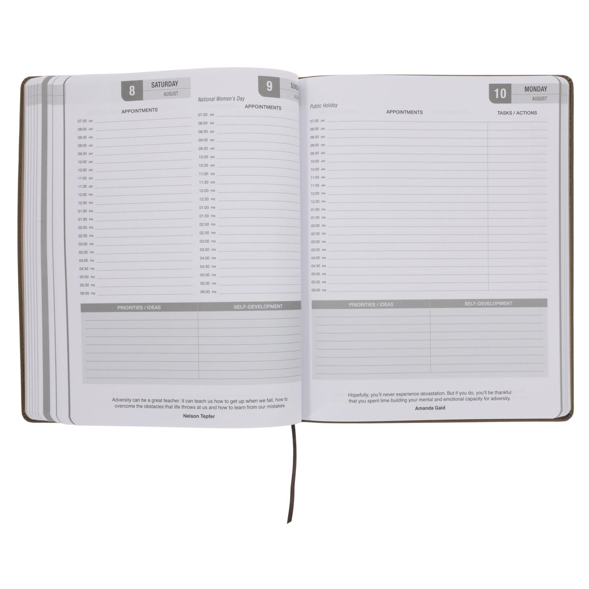 2026 A4 Business Diary - Daily Planner - Architecture Lines Brown - Imitation Leather