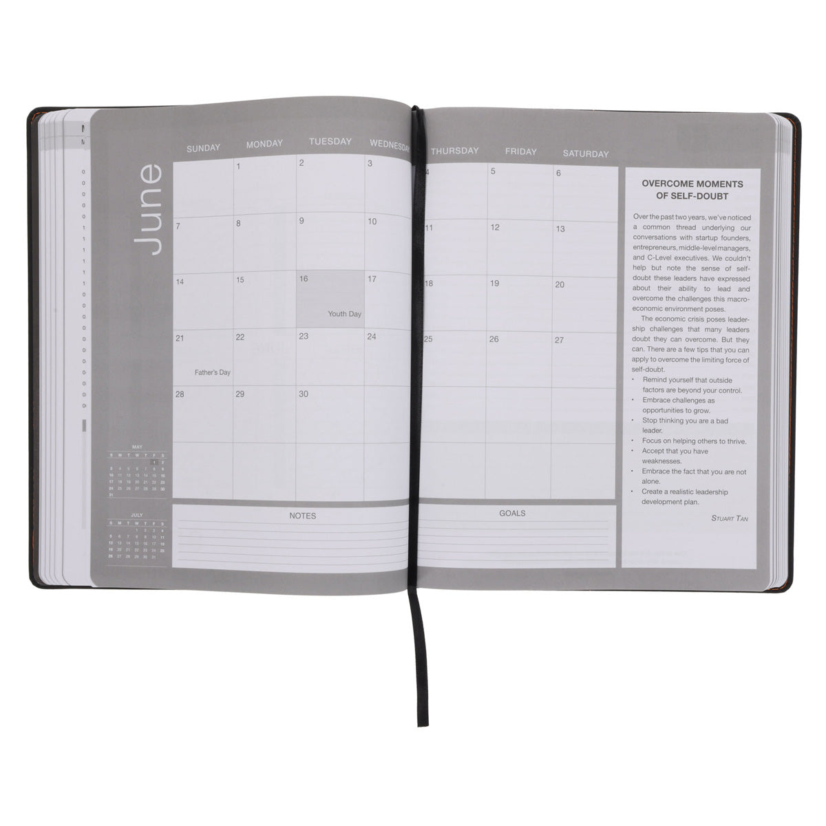 2026 A4 Business Diary - Daily Planner - Architecture Lines Black - Imitation Leather