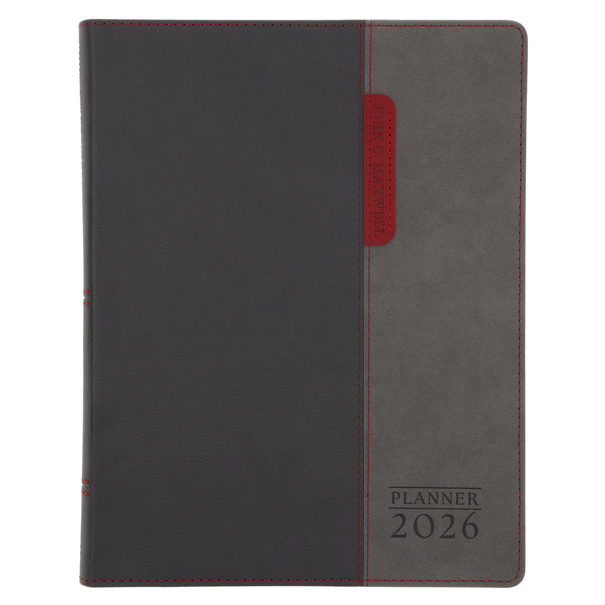 2026 John Maxwell A4 Diary - Daily Planner Red and Grey - Imitation Leather