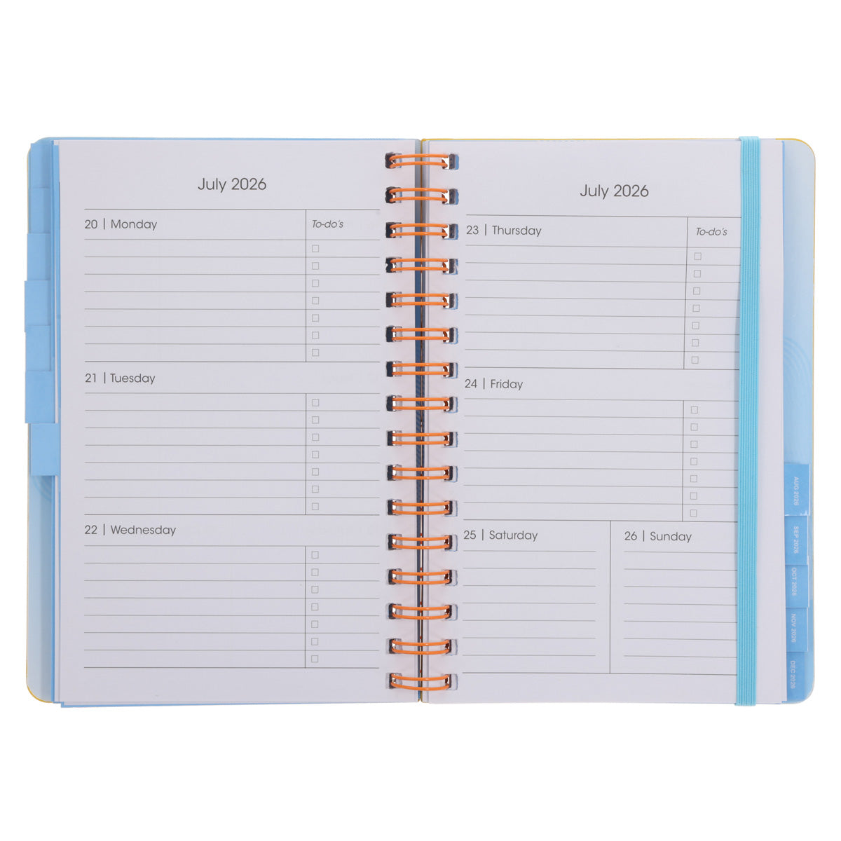 2026 A5 Diary - Daily Planner - Yellow and Orange - Wirebound