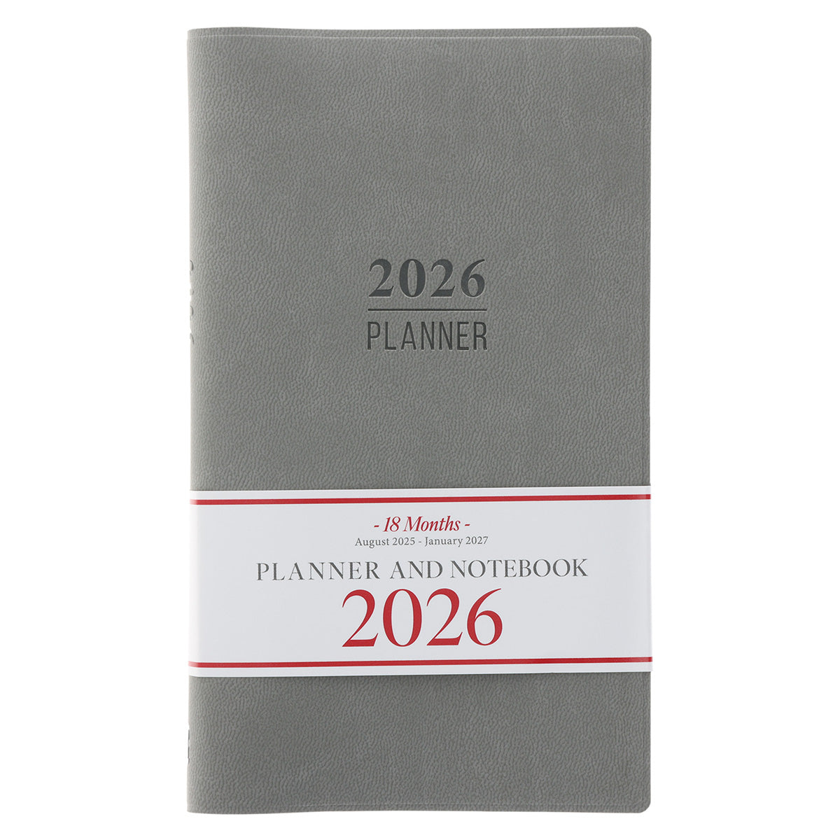 2026 Diary - 18-Month Planner and Notebook - Grey - Imitation Leather