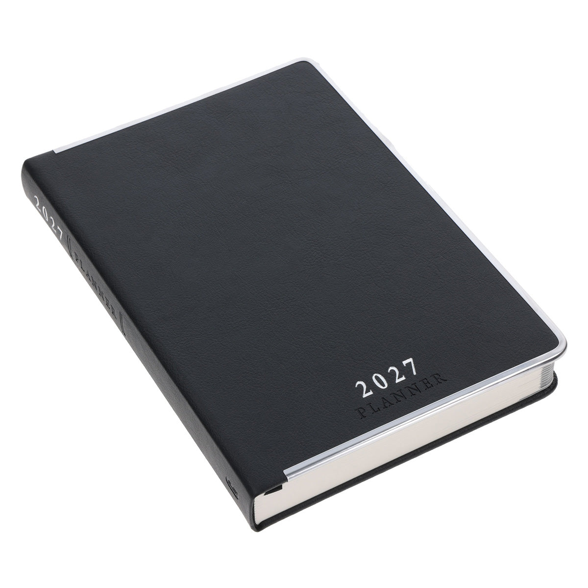 2027 A5 Business Diary - Daily Planner - Linea Black - Imitation Leather