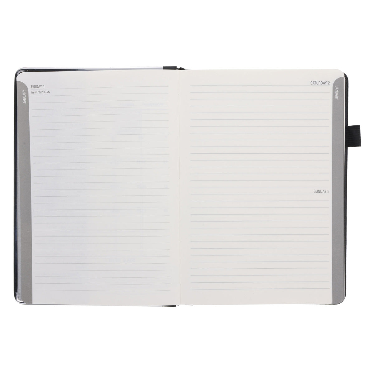 2027 A5 Business Diary - Daily Planner - Linea Black - Imitation Leather