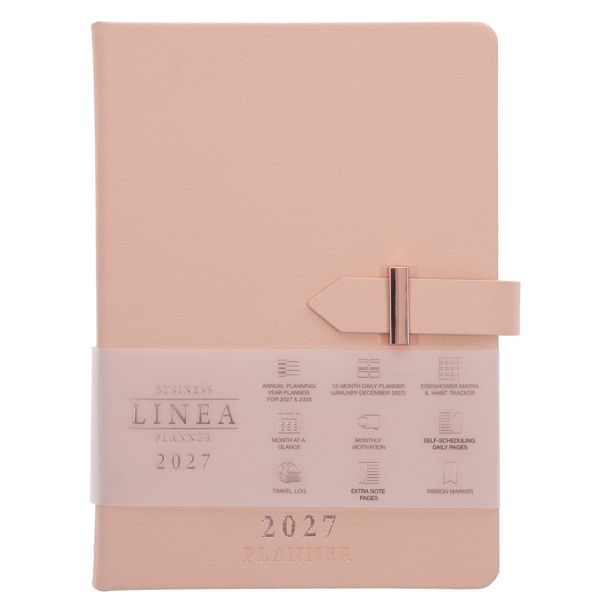 2027 A5 Business Diary - Daily Planner - Linea Pink - Imitation Leather