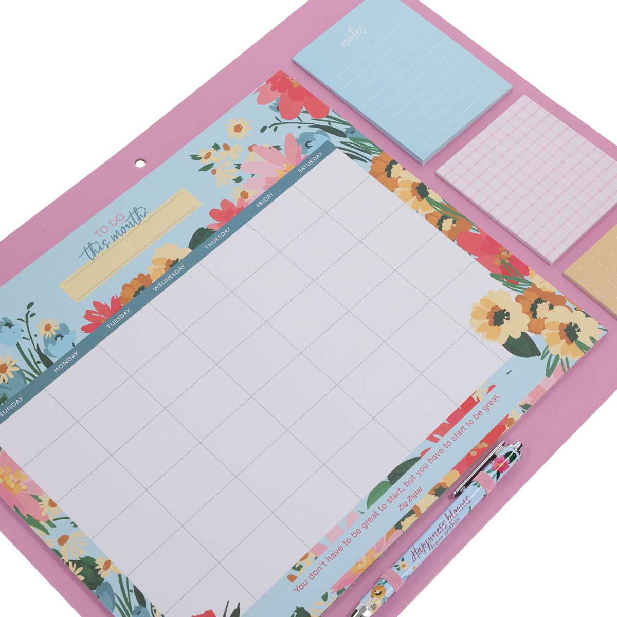 Undated Calendar and Stationery Set with Pen - Bright Floral