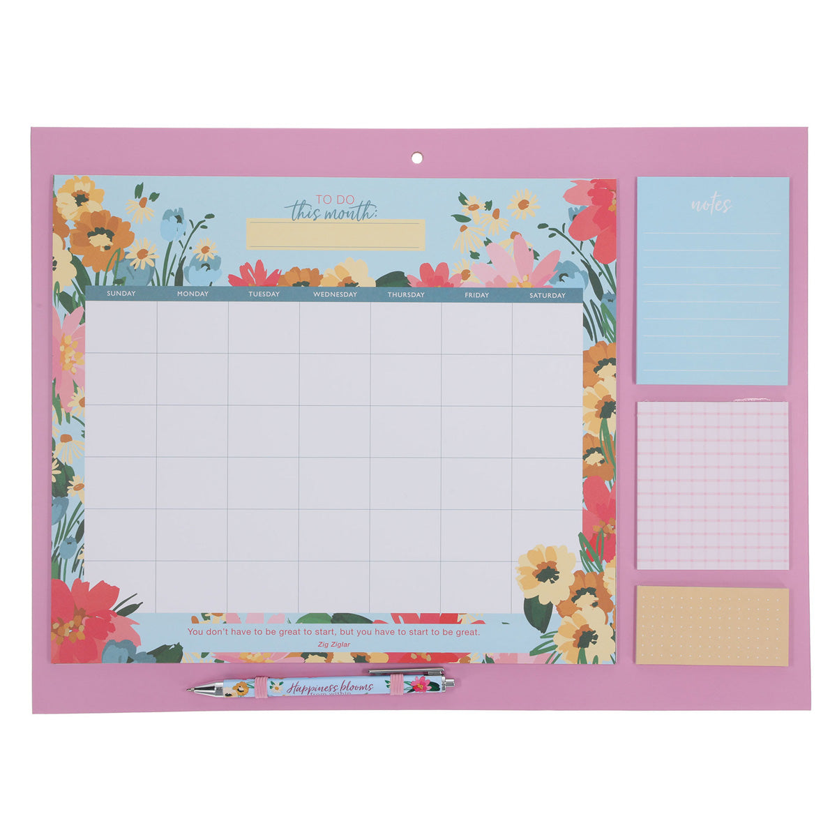 Undated Calendar and Stationery Set with Pen - Bright Floral
