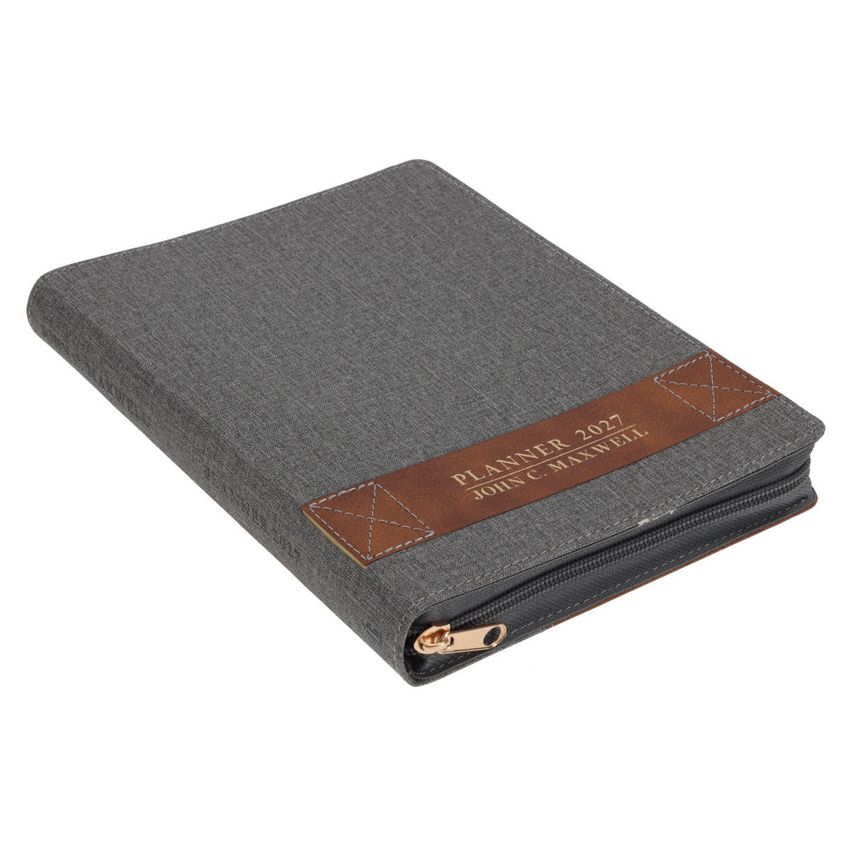 2027 John Maxwell A5 Diary - Daily Planner Grey - Imitation Leather with Zip