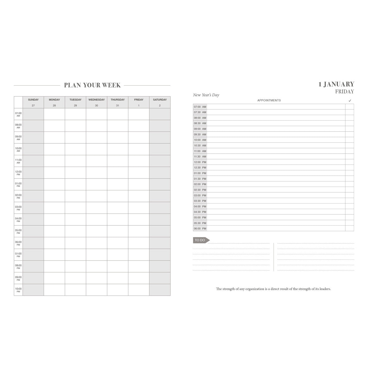 2027 John Maxwell A5 Diary - Daily Planner Grey - Imitation Leather with Zip