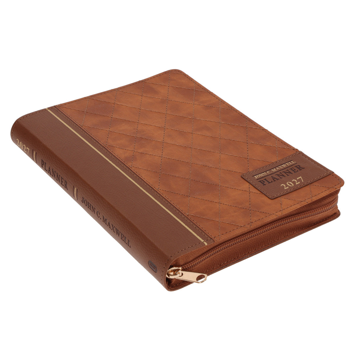 2027 John Maxwell A5 Diary - Daily Planner Brown - Imitation Leather with Zip