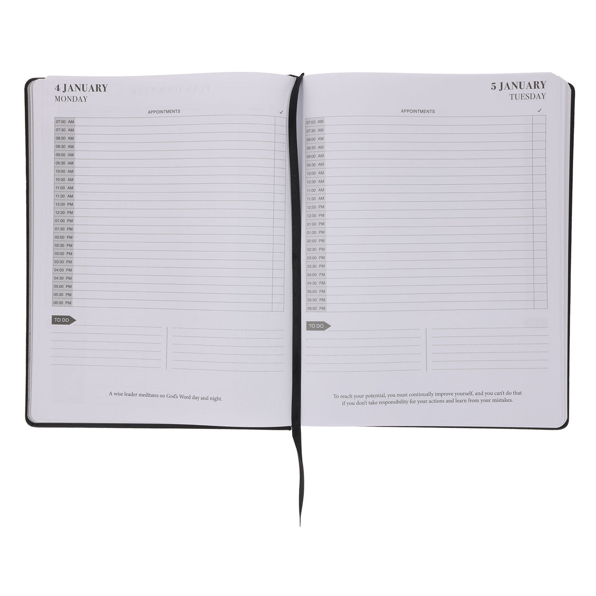 2027 John Maxwell A4 Diary - Daily Planner - Black - Imitation Leather