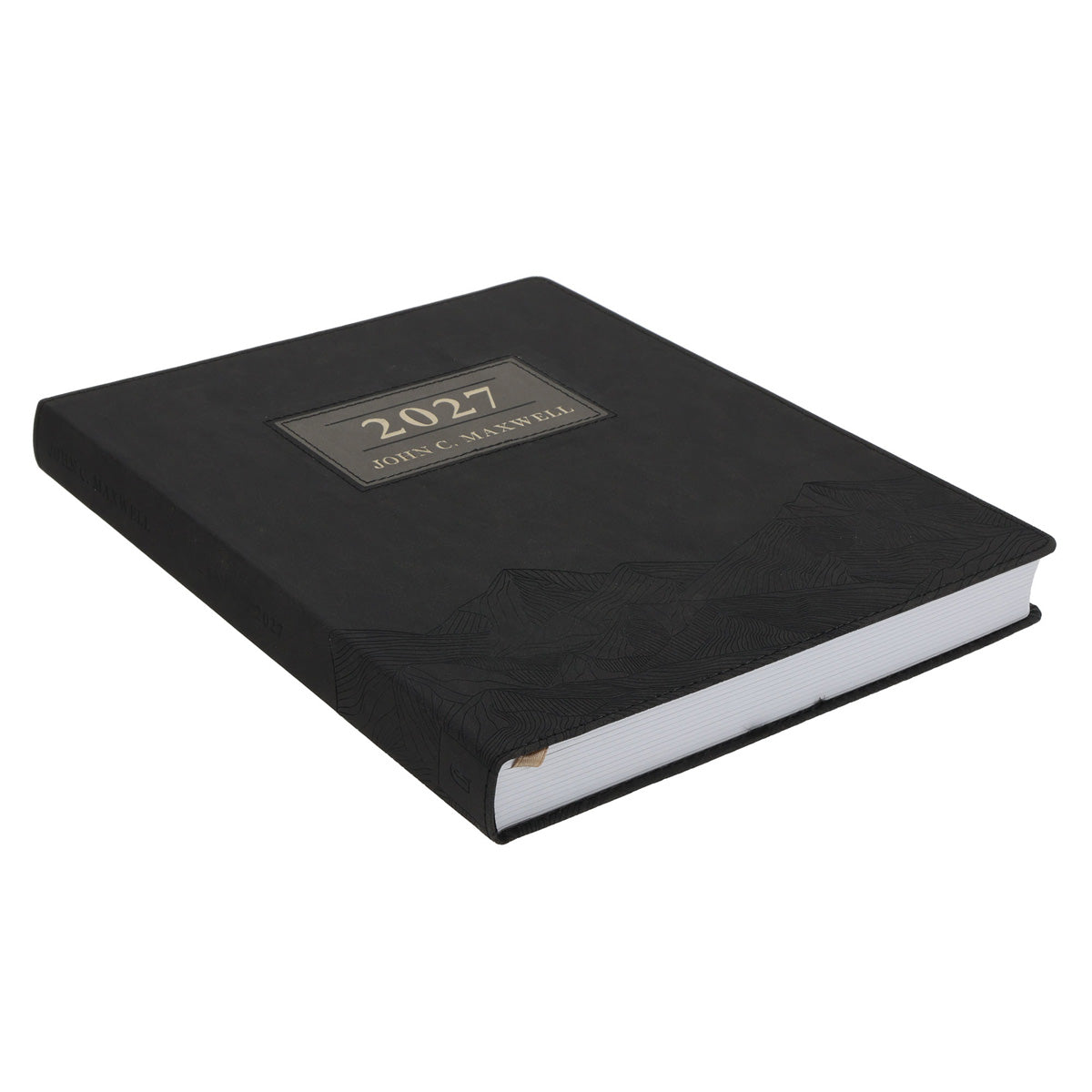 2027 John Maxwell A4 Diary - Daily Planner - Black - Grey - Imitation Leather