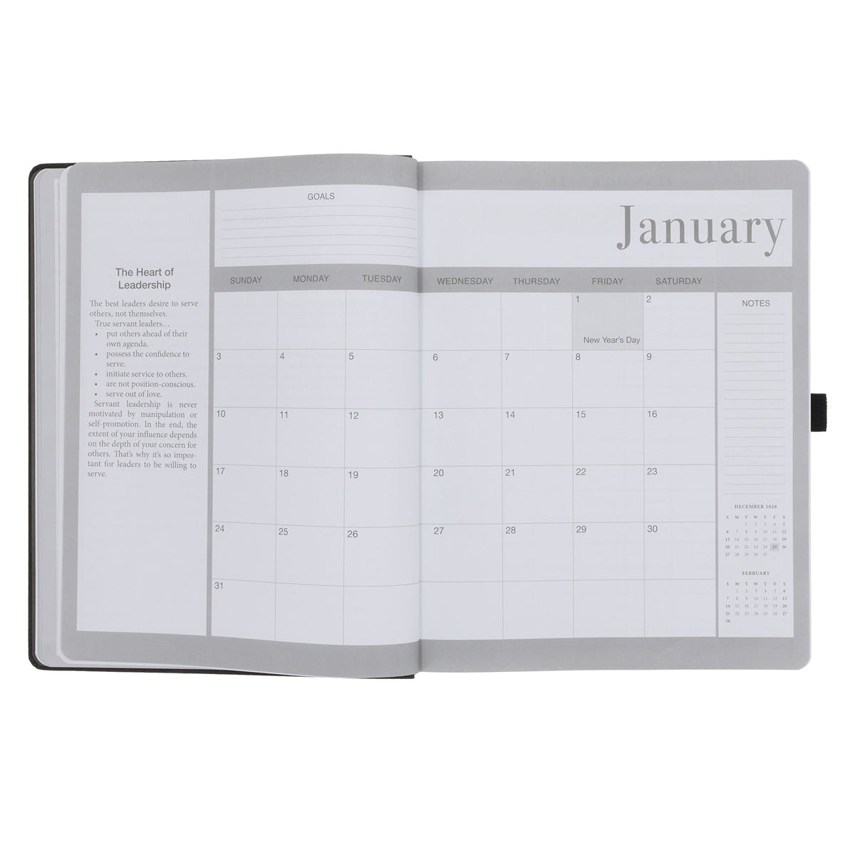 2027 John Maxwell A4 Diary - Daily Planner - Black - Grey - Imitation Leather