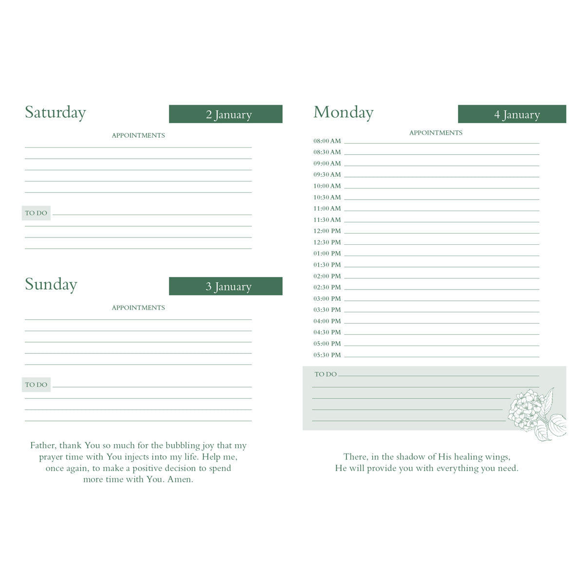 2027 Nina Smit Diary - Daily Planner for Women - Green & Yellow - Hardcover