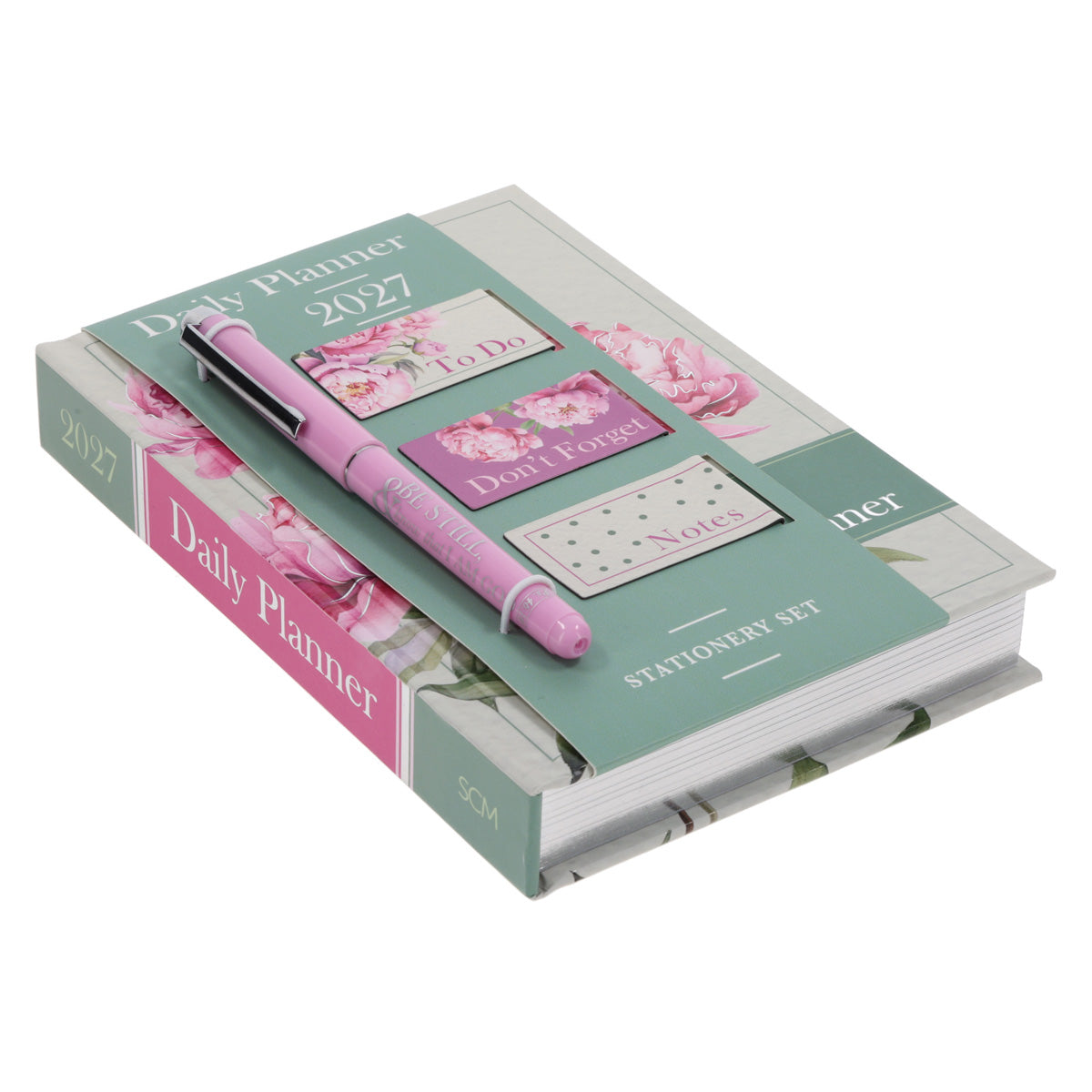 2027 Diary - General Christian Daily Planner for Women - Pink - Hardcover with Stationery Set