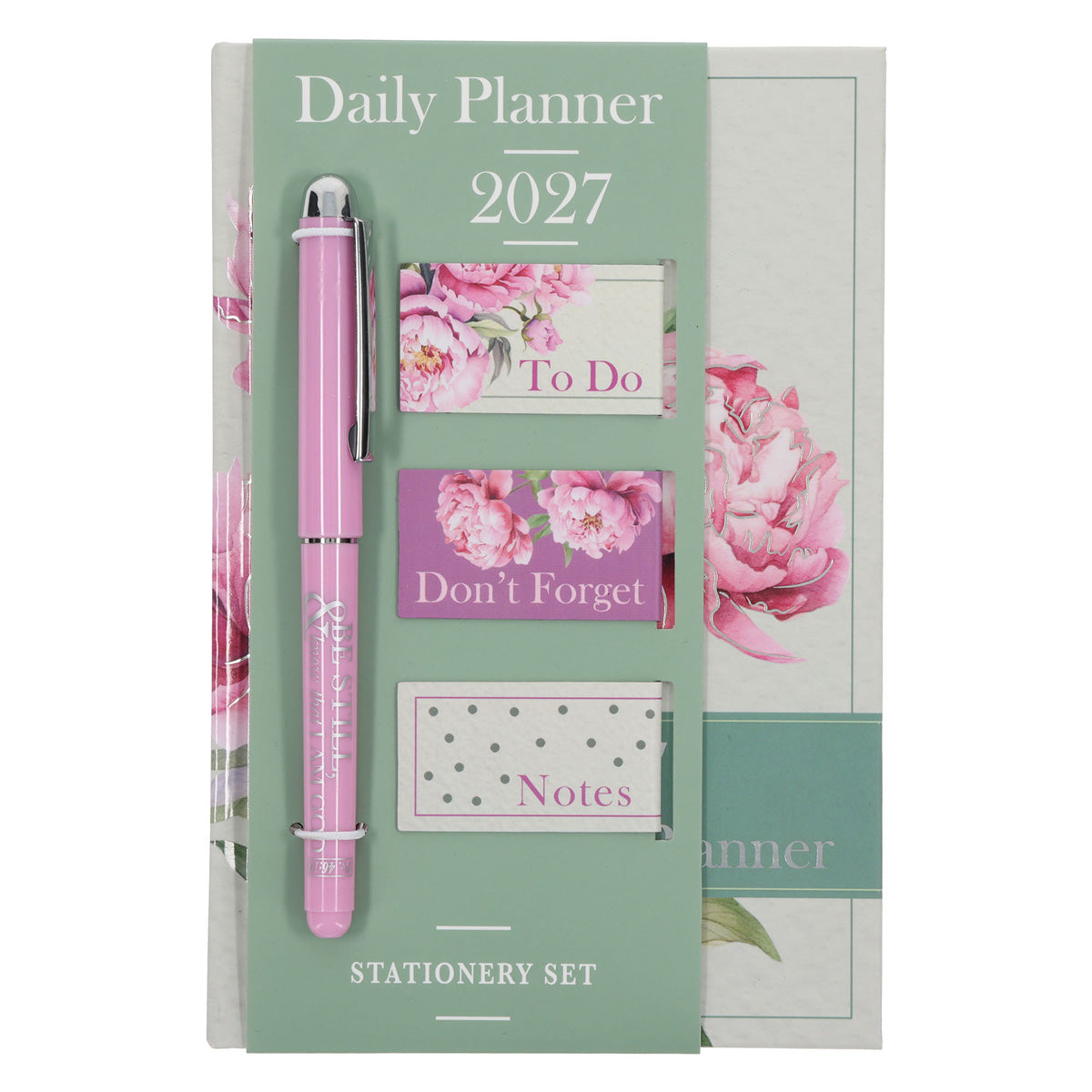 2027 Diary - General Christian Daily Planner for Women - Pink - Hardcover with Stationery Set