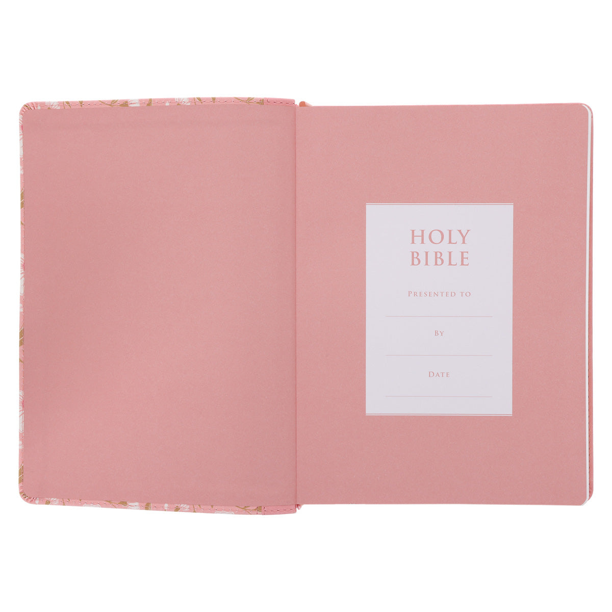 NLT Pink Floral Faux Leather Bible Large Print