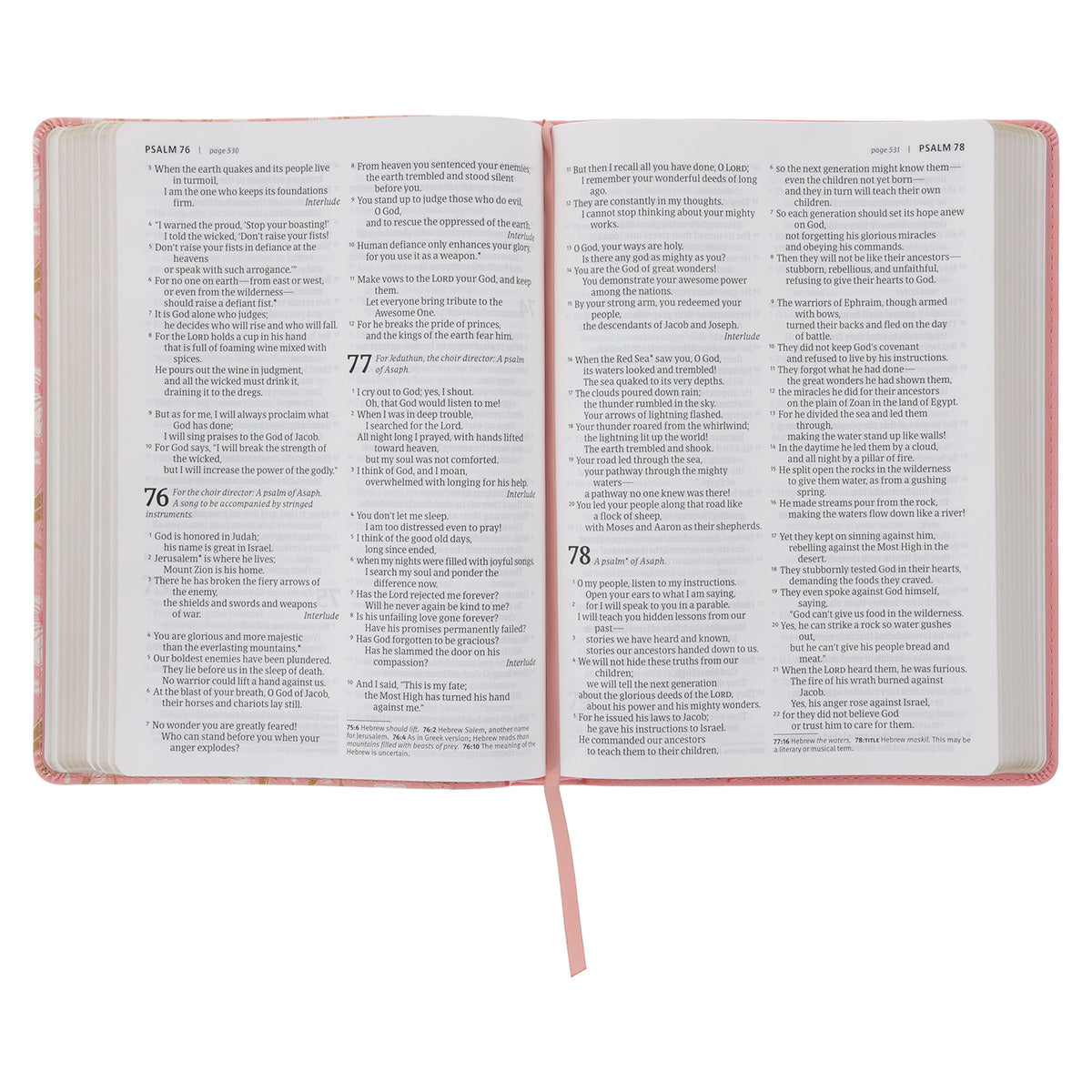 NLT Pink Floral Faux Leather Bible Large Print