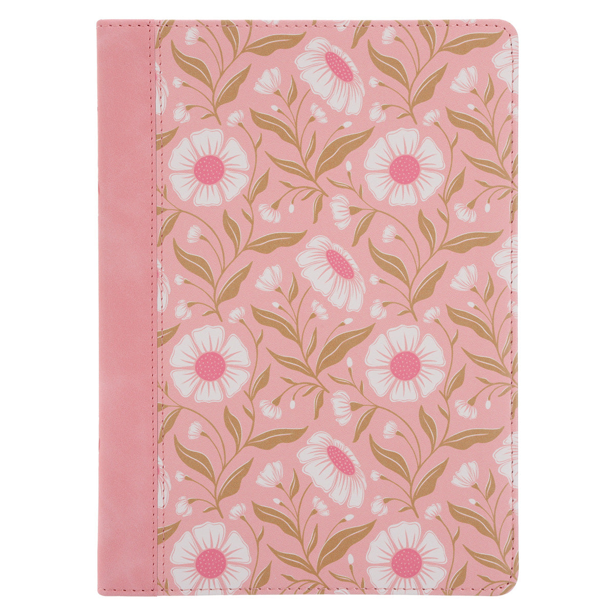 NLT Pink Floral Faux Leather Bible Large Print