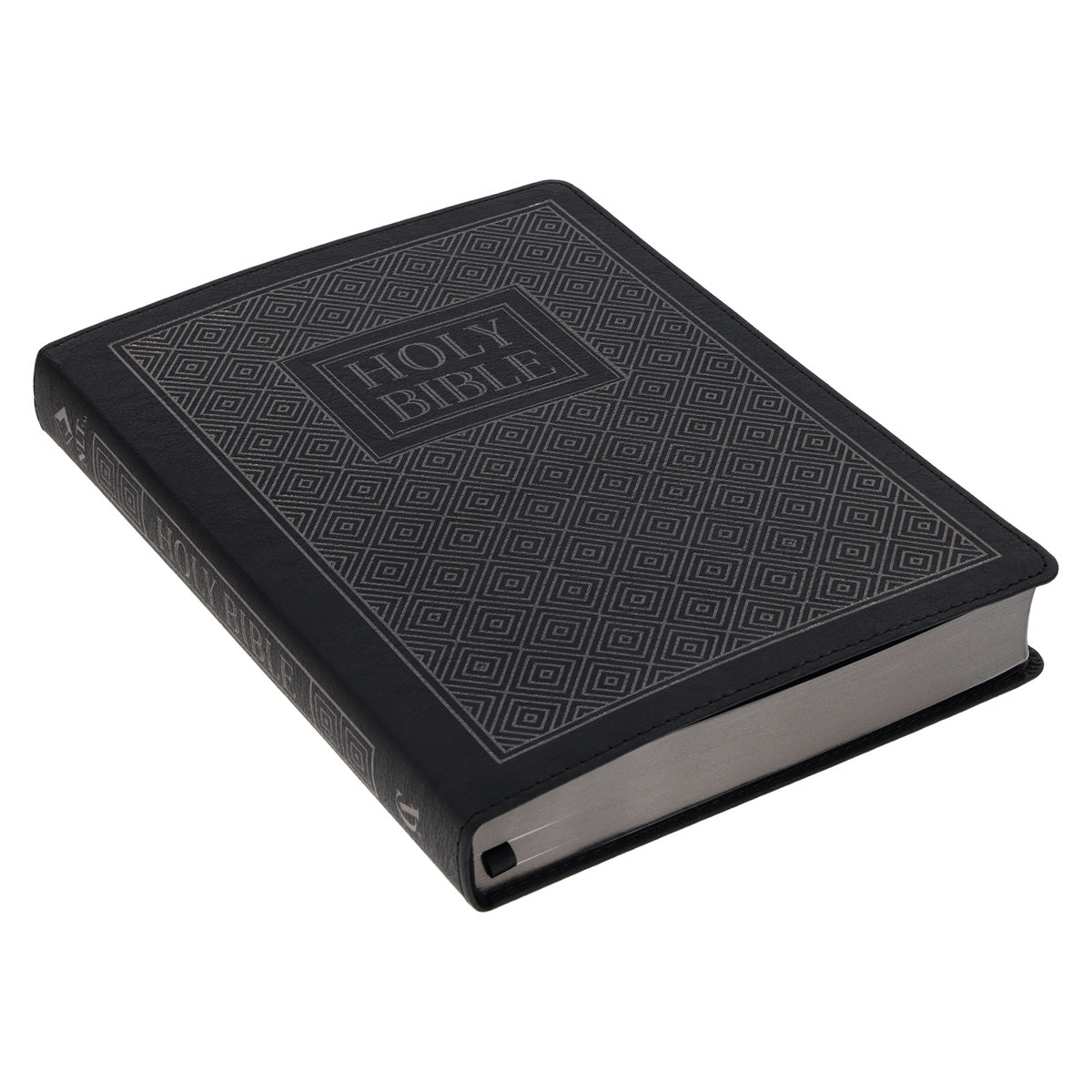 NLT Black Pattern Faux Leather Bible Large Print