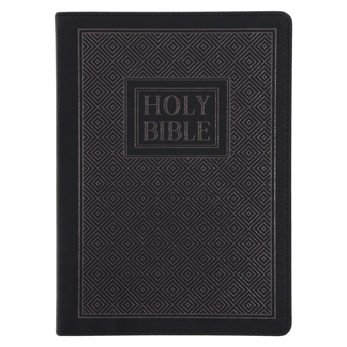 NLT Black Pattern Faux Leather Bible Large Print