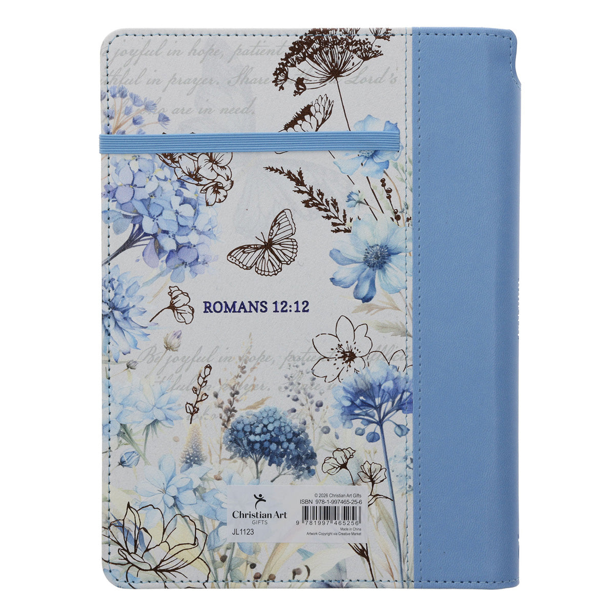 Be Joyful in Hope Faux Leather Journal with Elastic Closure and Pen Holder