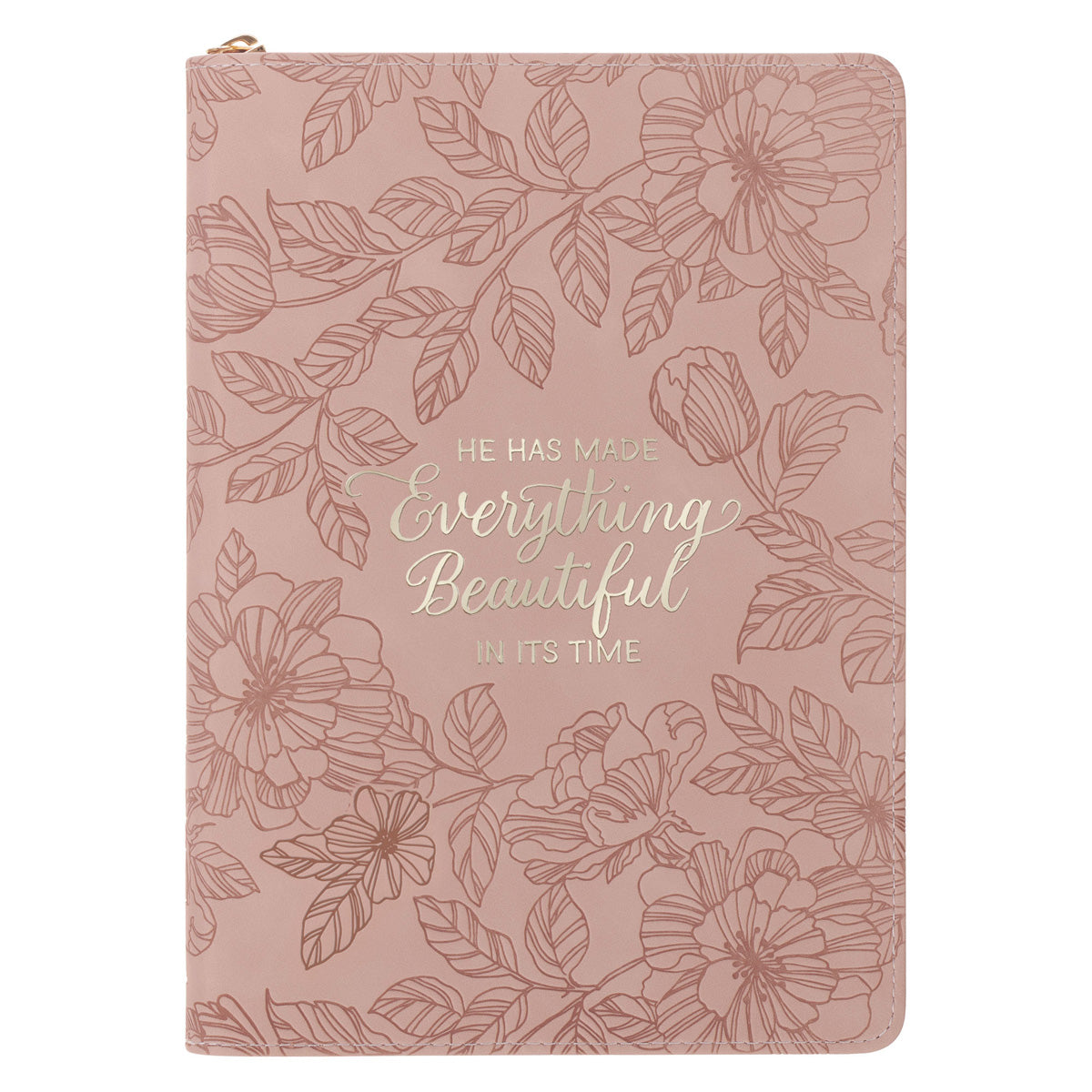He Has Made Everything Beautiful in Its Time Pink Faux Leather Journal with Zipped Closure