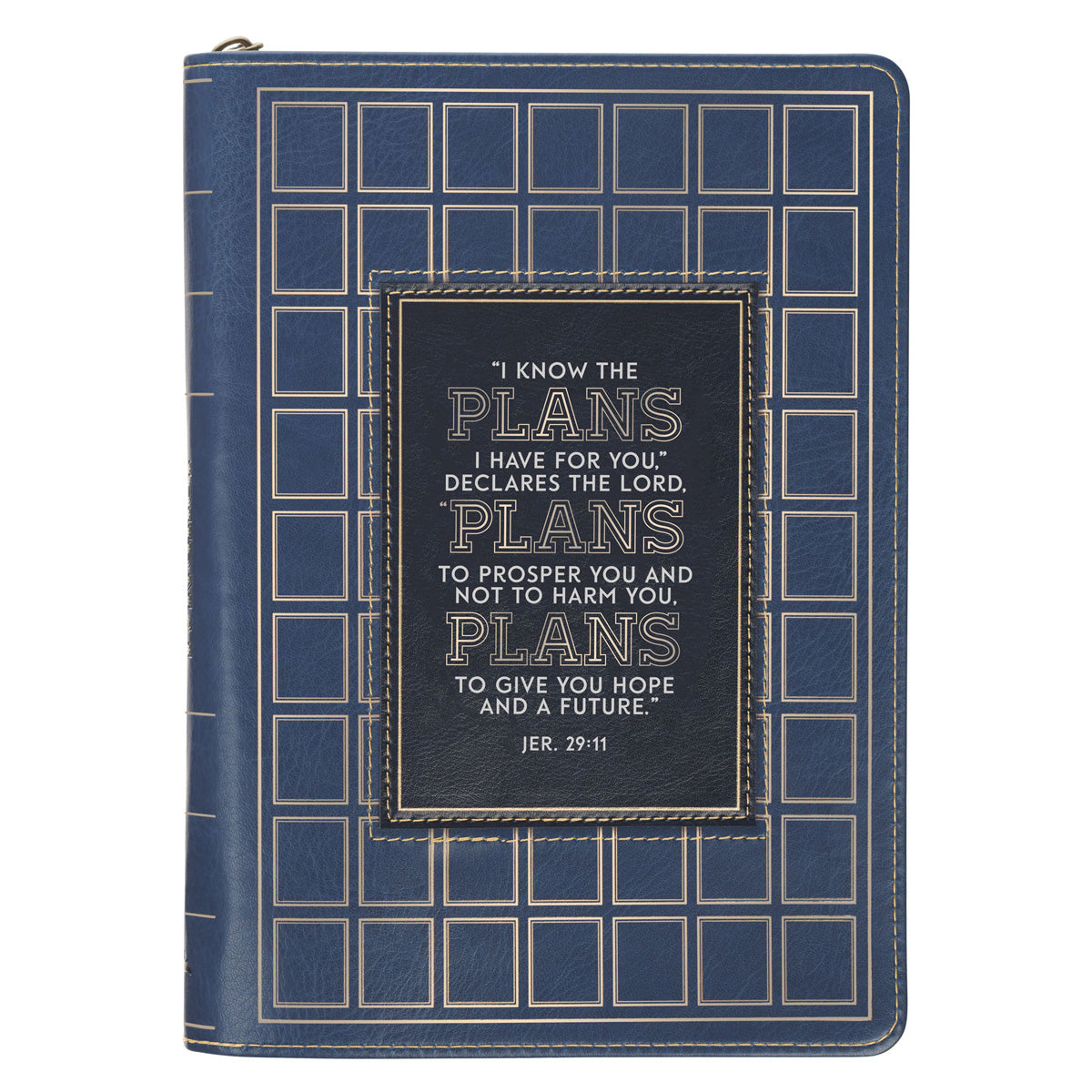 I Know the Plans Navy Grid Faux Leather Journal with Zipped Closure