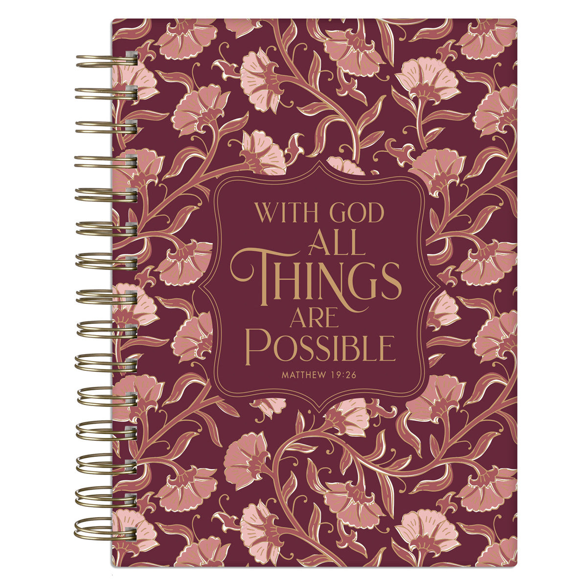 With God All Things Are Possible Floral Hardcover Wirebound Journal