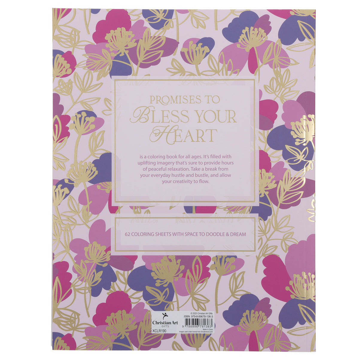 Promises to Bless Your Heart Purple Floral Coloring Book (Paperback)