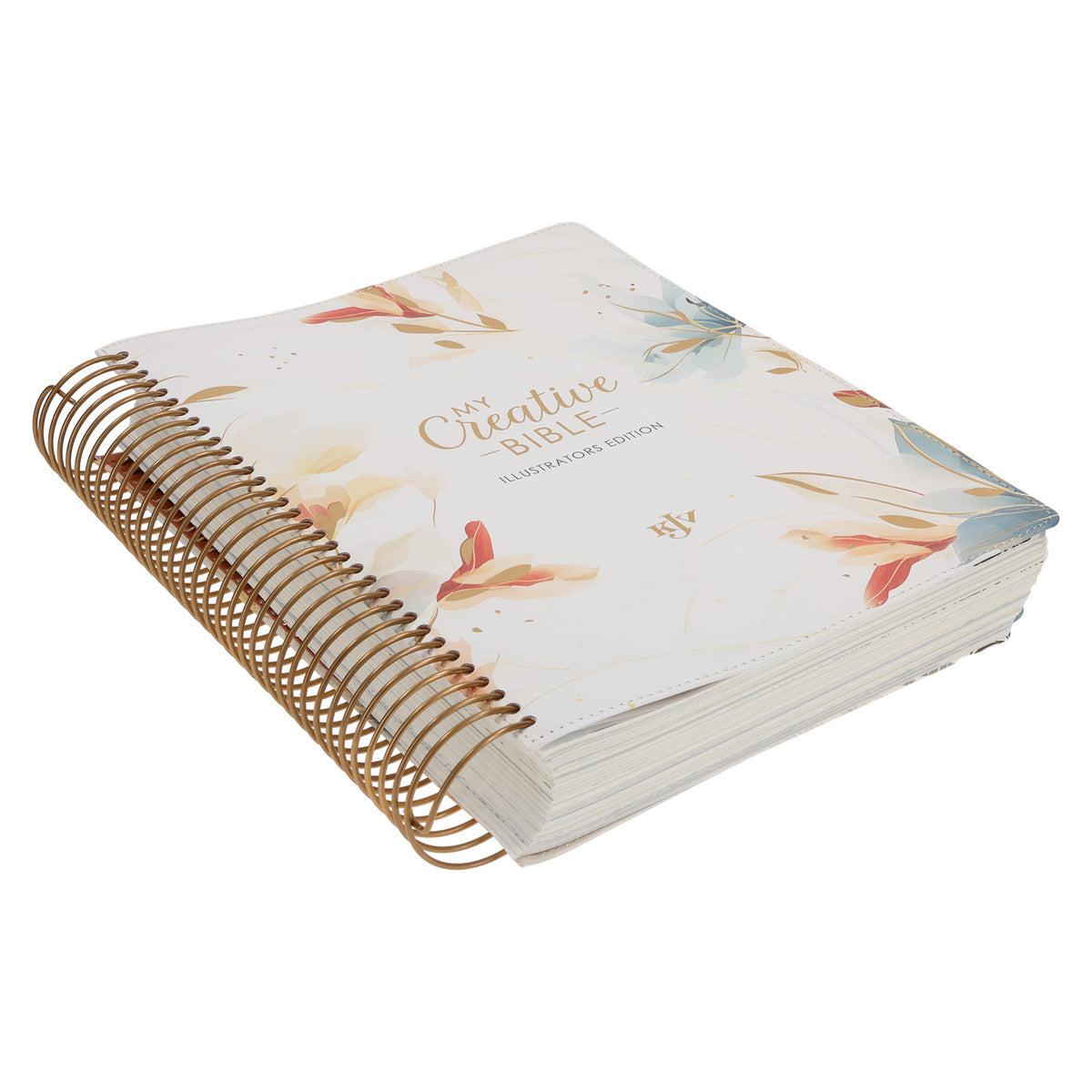 KJV Cream & Gold Leaves Spiral-Bound Faux Leather My Creative Bible Illustrators Edition