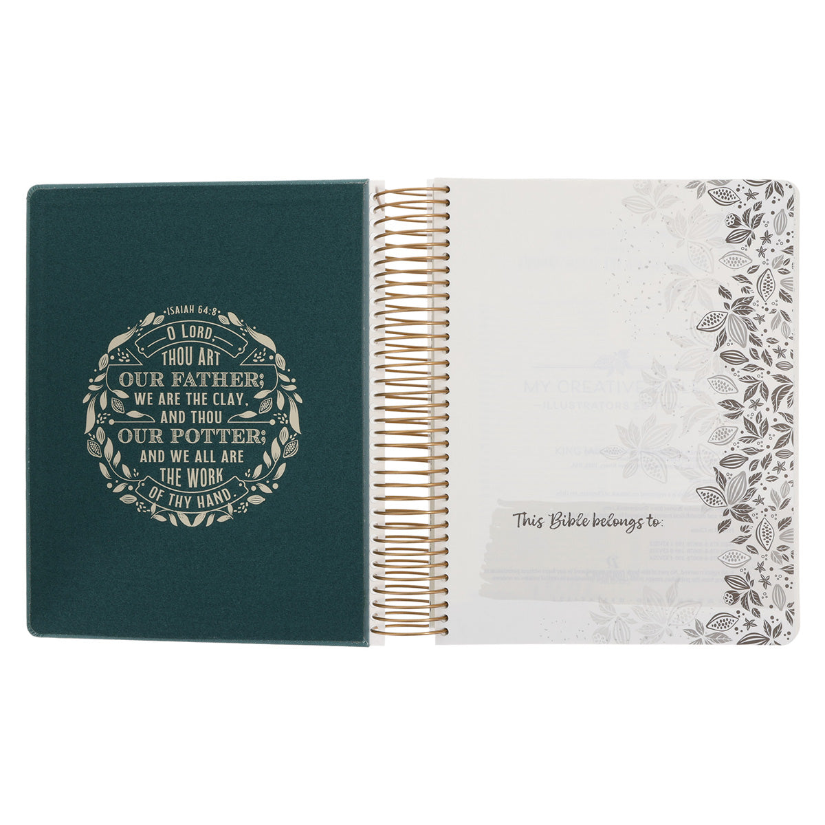 KJV Teal Spiral-Bound Hardcover Linen Cloth My Creative Bible Illustrators Edition
