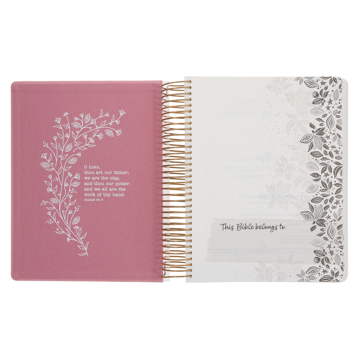 KJV Pink Spiral-Bound Hardcover Faux Leather My Creative Bible Illustrators Edition