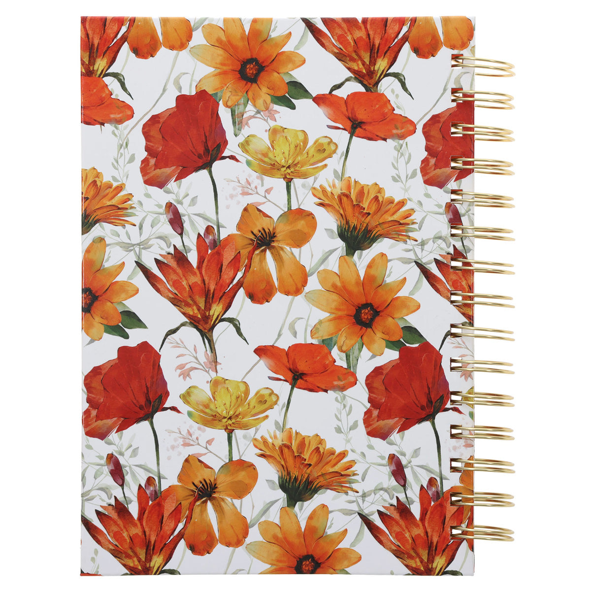 Hope Orange Floral Hardcover Wirebound Journal