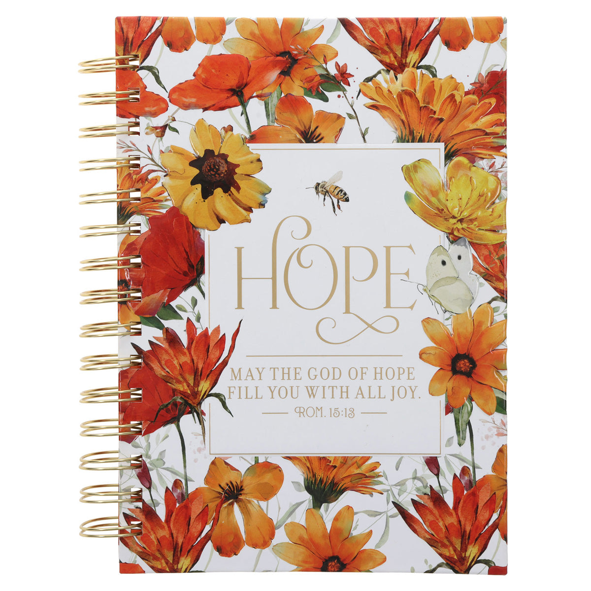 Hope Orange Floral Hardcover Wirebound Journal