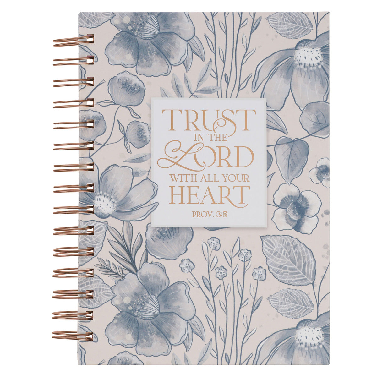 Trust in the Lord with All Your Heart Blue Floral Hardcover Wirebound Journal