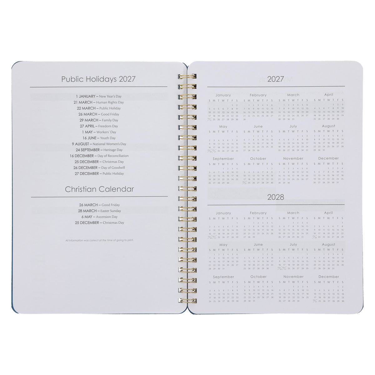 2027 Diary - Daily Planner - Amazing Grace - Wirebound