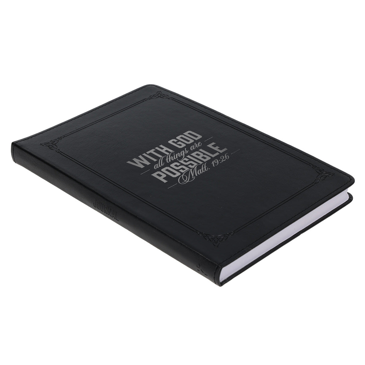 With God All Things Are Possible Black Faux Leather Journal