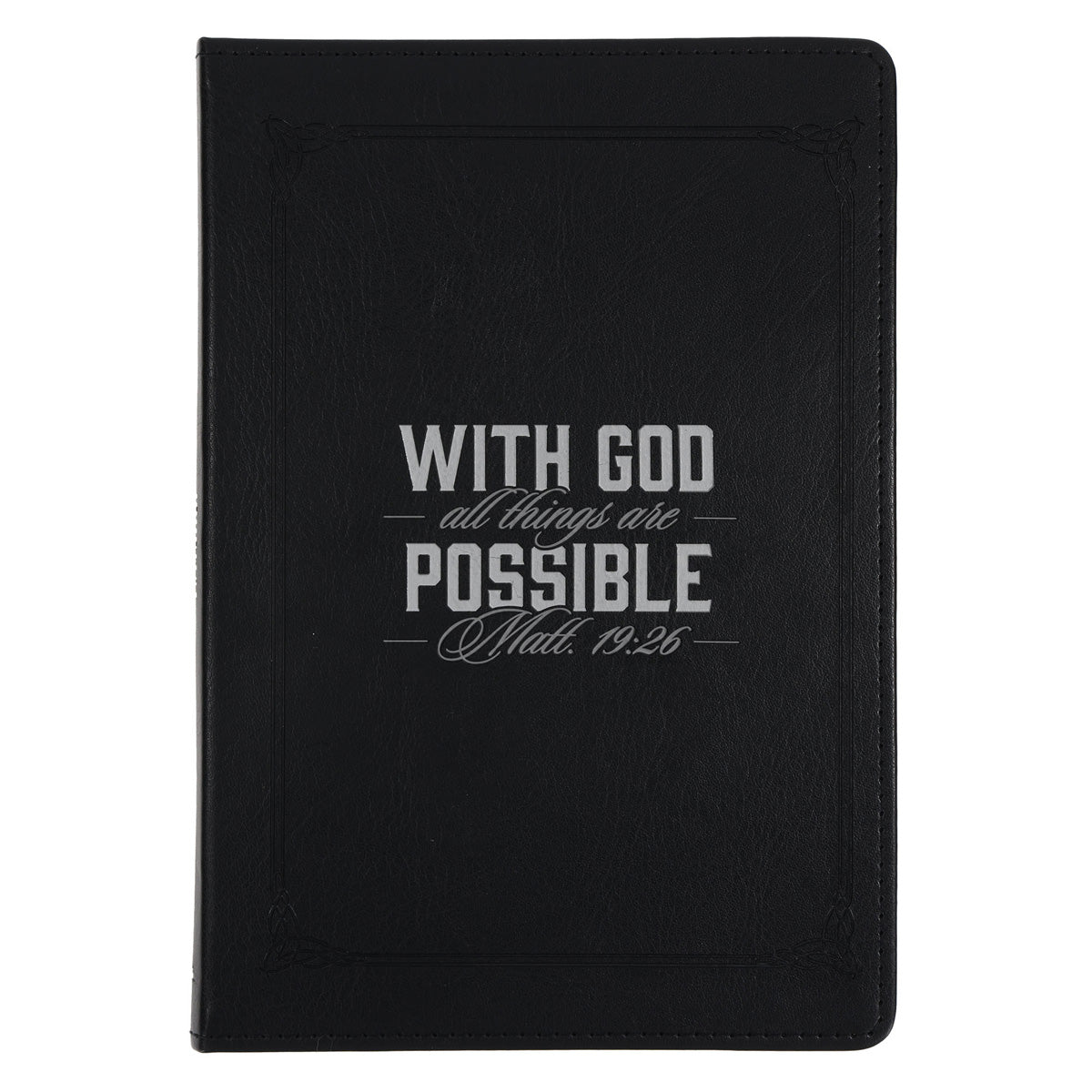 With God All Things Are Possible Black Faux Leather Journal