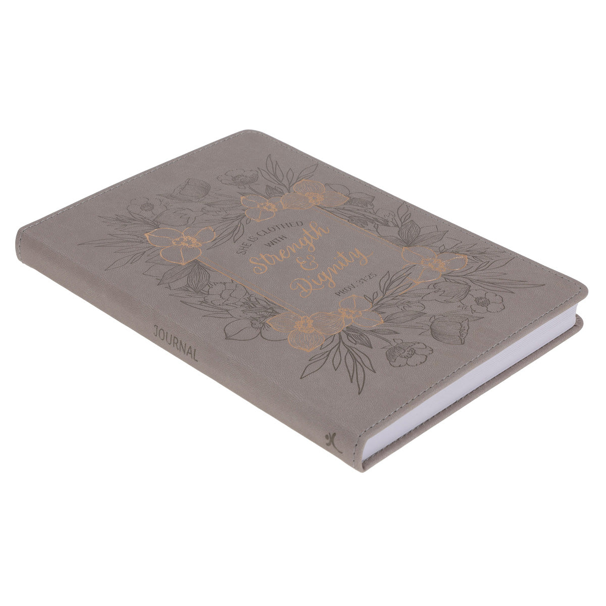 She Is Clothed with Strength and Dignity Faux Leather Journal