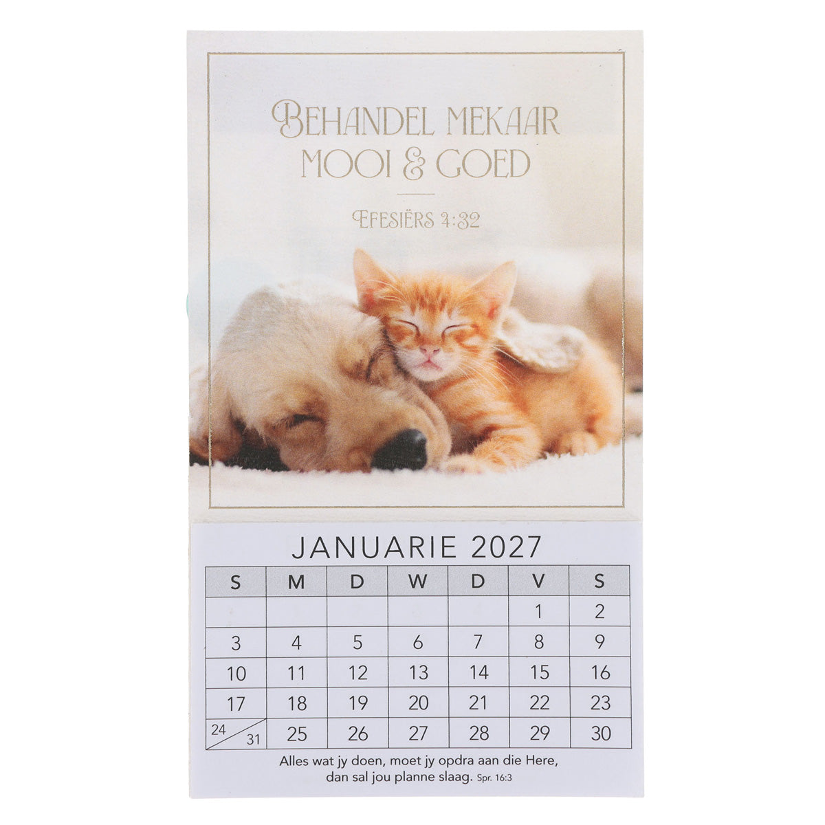 2027 Klein Magnetiese Kalender - Behandel Mekaar Mooi & Goed